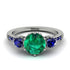 Vintage 3 Stones Emerald Ring With Micro Pave - Luna No. 57