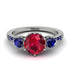 Vintage 3 Stones Ruby Ring With Micro Pave - Luna No. 63