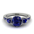 Vintage 3 Stones Sapphire Ring With Micro Pave - Luna No. 66