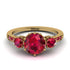 Vintage 3 Stones Ruby Ring With Micro Pave - Luna No. 70