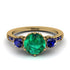 Vintage 3 Stones Emerald Ring With Micro Pave - Luna No. 55
