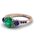 Vintage 3 Stones Emerald Ring With Micro Pave - Luna No. 56