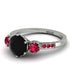 Vintage 3 Stones Black Diamond Ring With Micro Pave - Luna No. 69