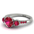 Vintage 3 Stones Ruby Ring With Micro Pave - Luna No. 72