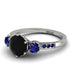 Vintage 3 Stones Black Diamond Ring With Micro Pave - Luna No. 60