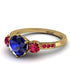 Vintage 3 Stones Sapphire Ring With Micro Pave - Luna No. 73
