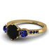 Vintage 3 Stones Black Diamond Ring With Micro Pave - Luna No. 58