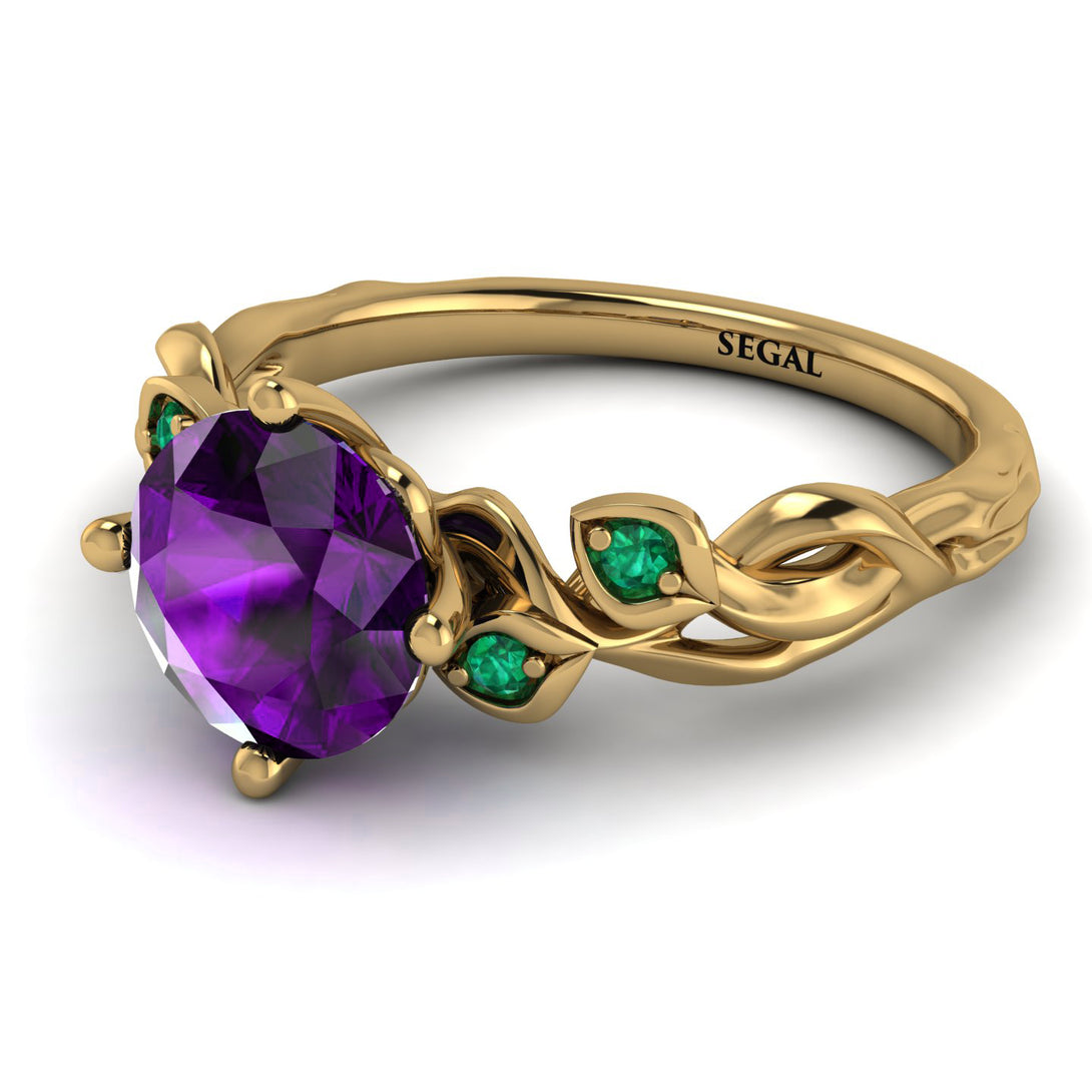 14K Gold Radiant Amethyst Flower Harmony Ring - Autumn No. 304
