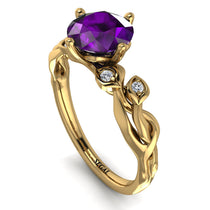14K Gold Radiant Amethyst Flower Harmony Ring - Autumn No. 301 image 1