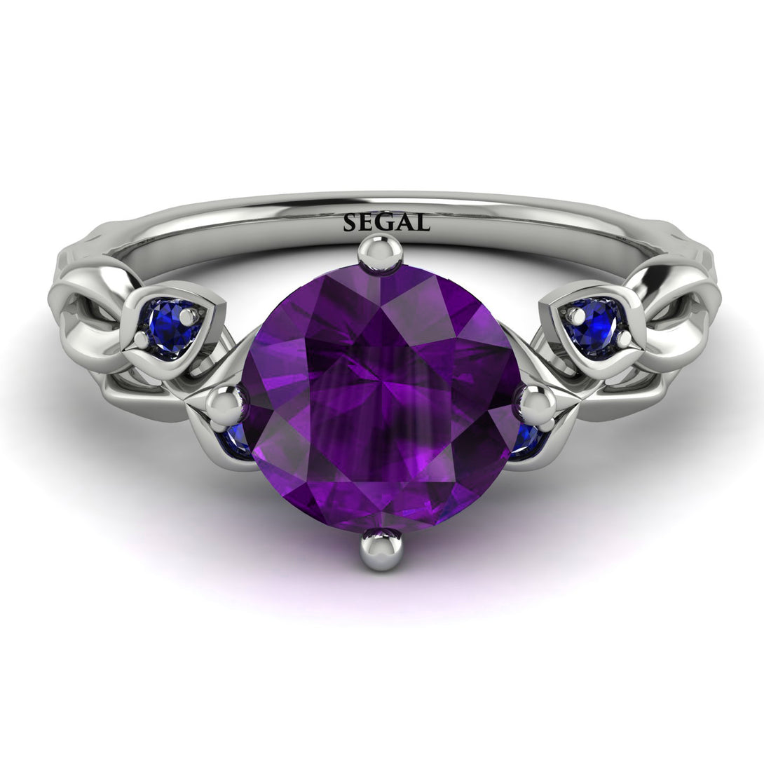 14K Gold Radiant Amethyst Flower Harmony Ring - Autumn No. 315