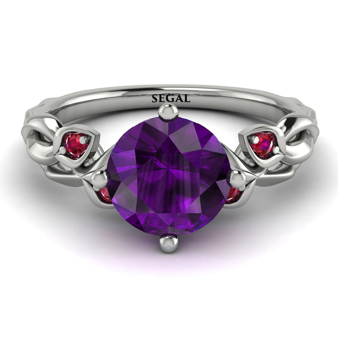 14K Gold Radiant Amethyst Flower Harmony Ring - Autumn No. 312