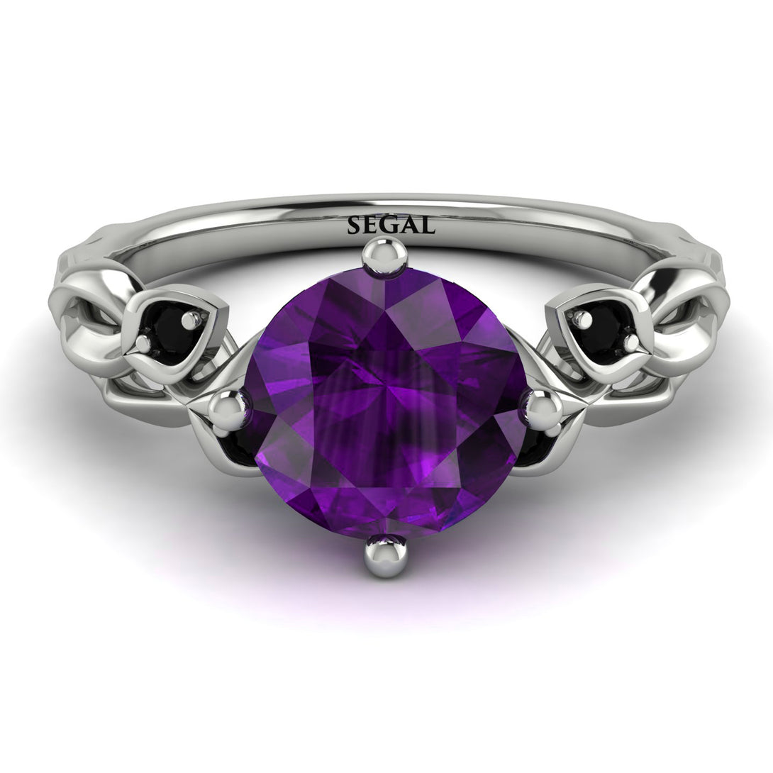 14K Gold Radiant Amethyst Flower Harmony Ring - Autumn No. 309