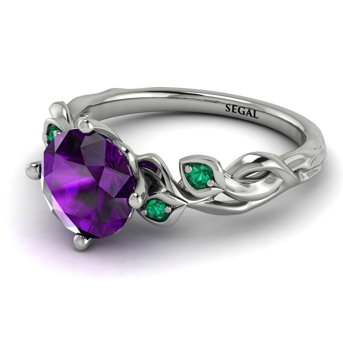 14K Gold Radiant Amethyst Flower Harmony Ring - Autumn No. 306