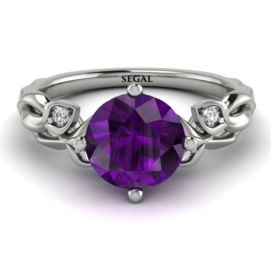 14K Gold Radiant Amethyst Flower Harmony Ring - Autumn No. 303
