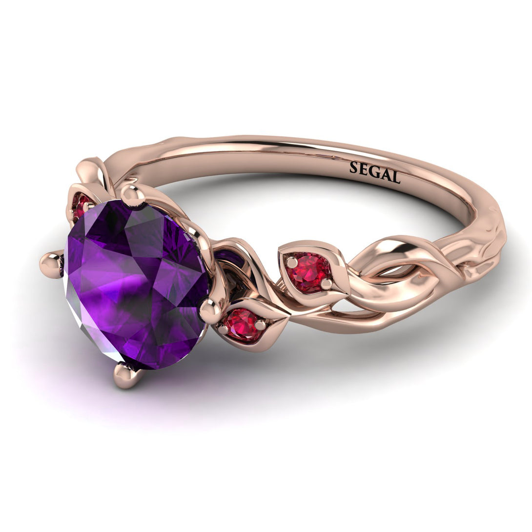 14K Gold Radiant Amethyst Flower Harmony Ring - Autumn No. 311