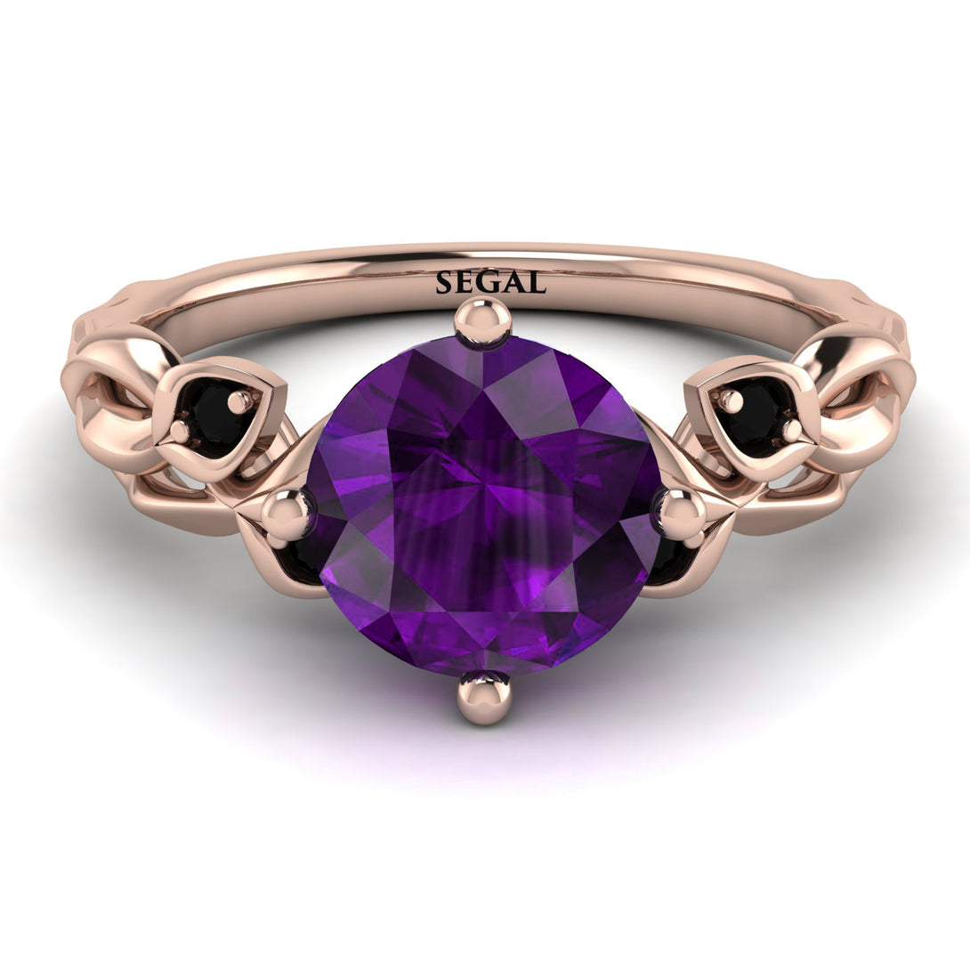 14K Gold Radiant Amethyst Flower Harmony Ring - Autumn No. 308