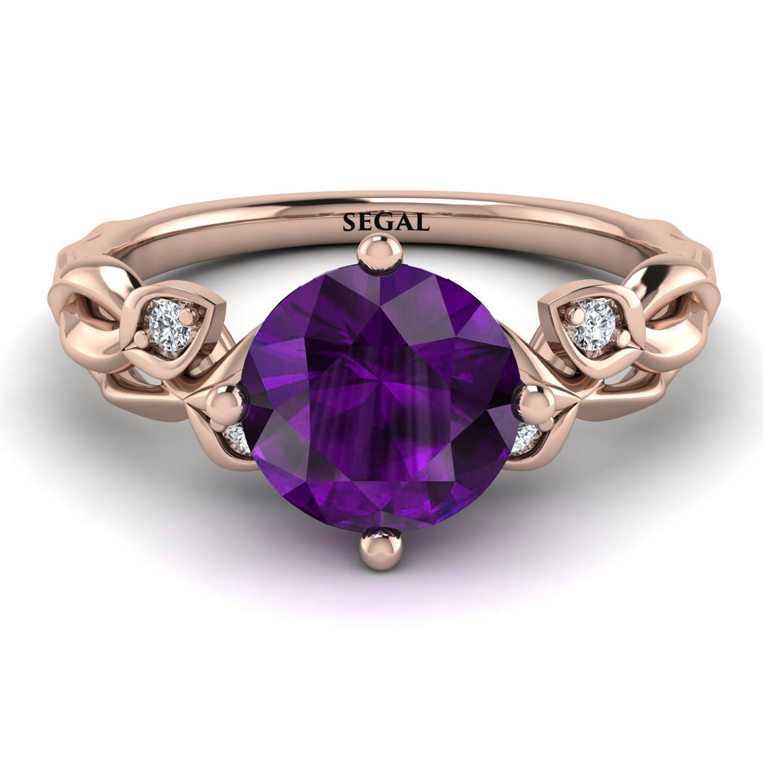 14K Gold Radiant Amethyst Flower Harmony Ring - Autumn No. 302