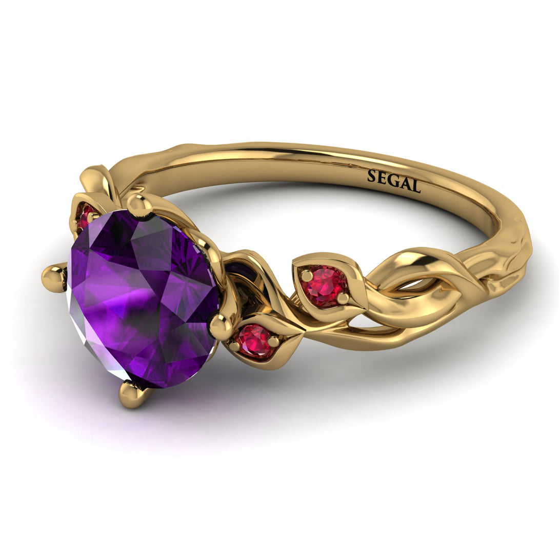14K Gold Radiant Amethyst Flower Harmony Ring - Autumn No. 310