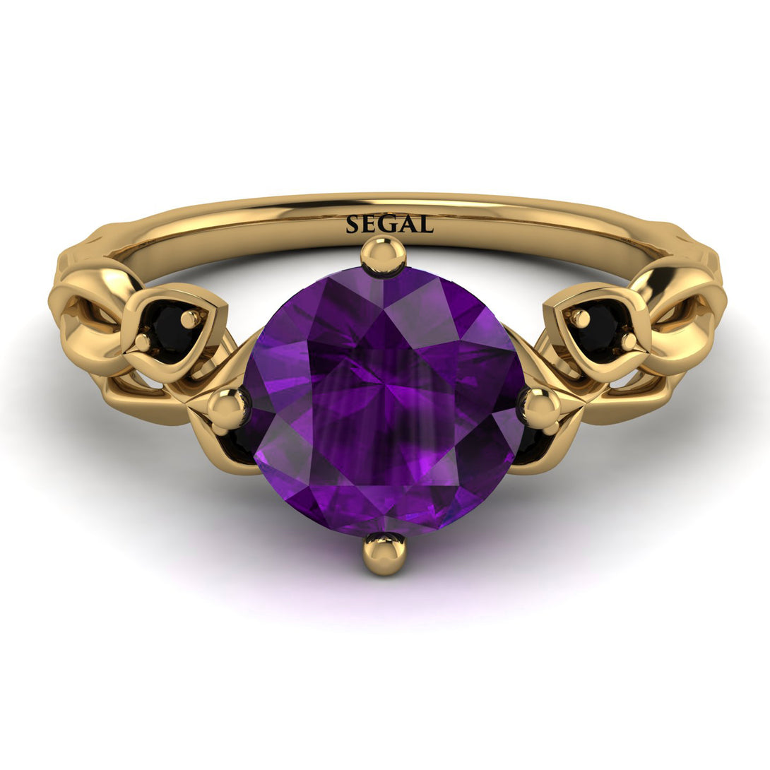 14K Gold Radiant Amethyst Flower Harmony Ring - Autumn No. 307