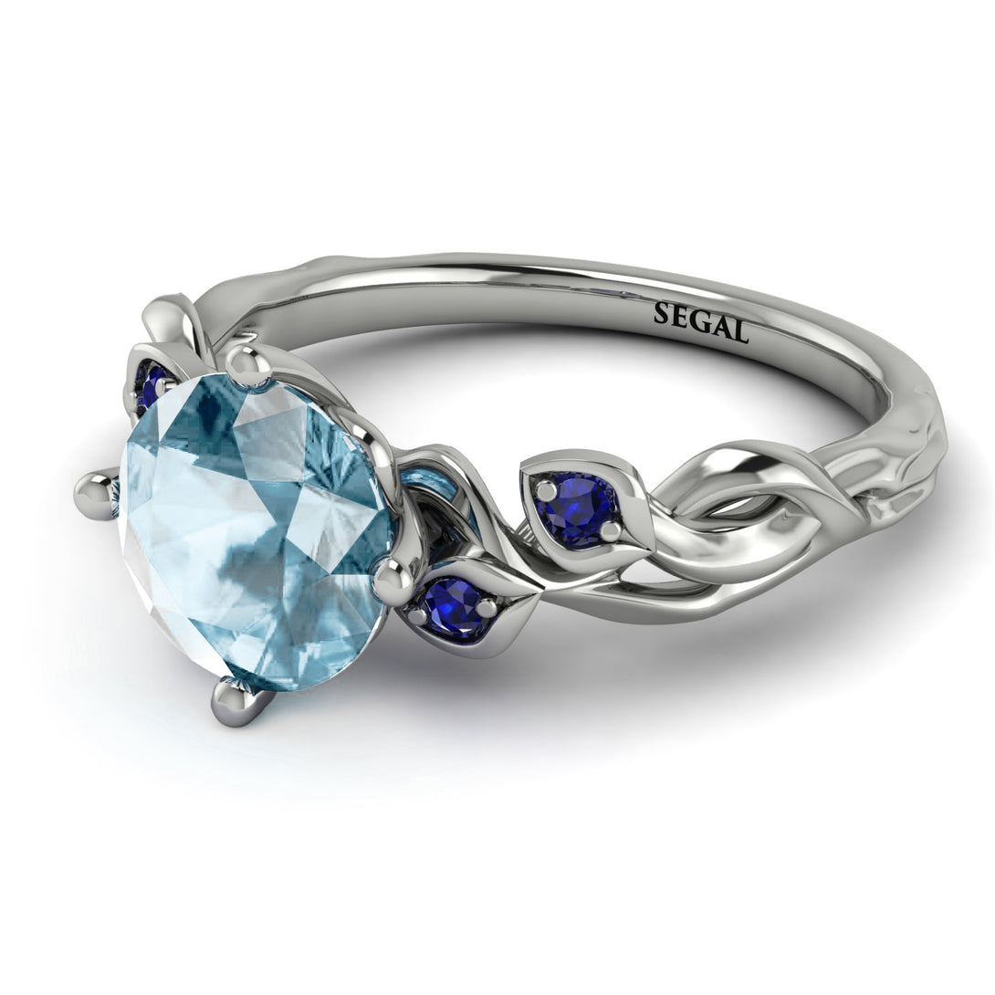 14K Gold Radiant Aquamarine Flower Harmony Ring - Autumn No. 415