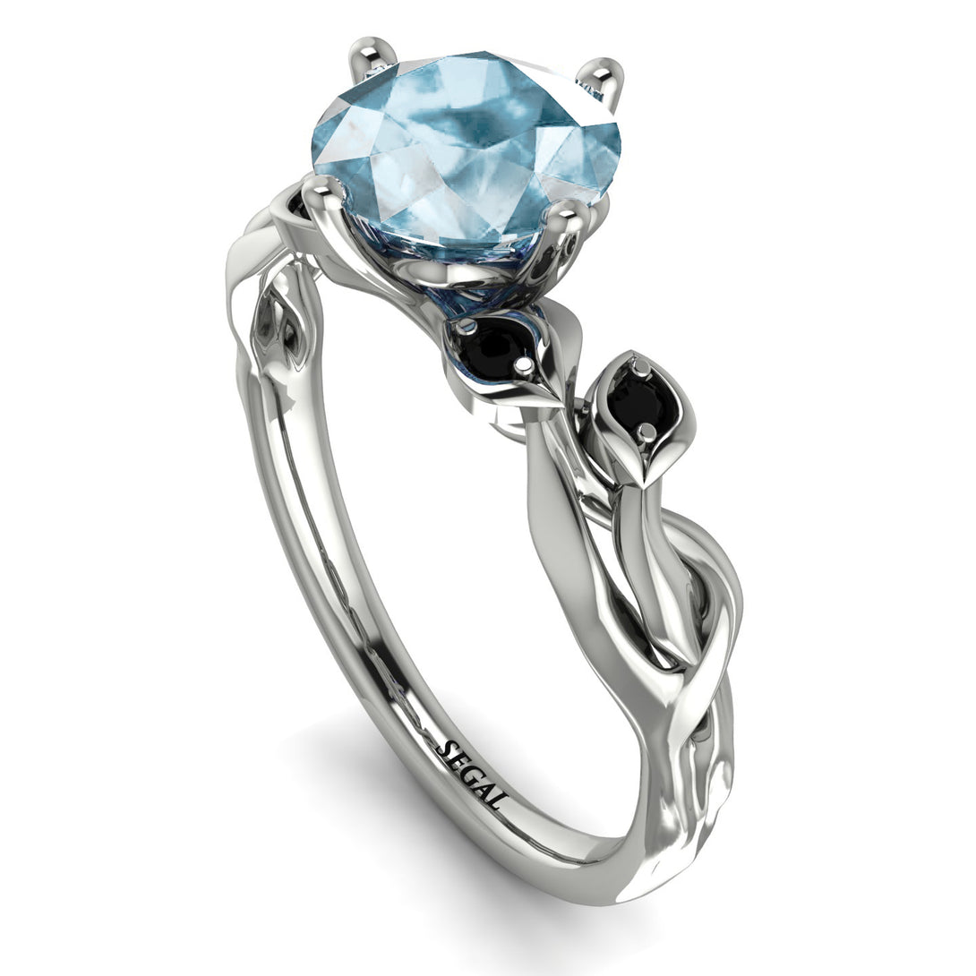 14K Gold Radiant Aquamarine Flower Harmony Ring - Autumn No. 409