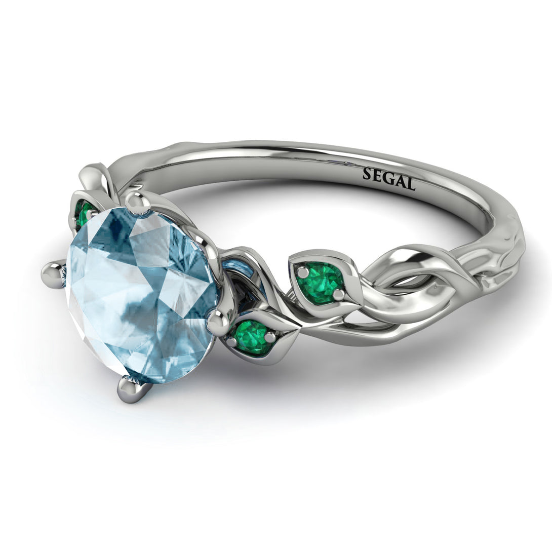 14K Gold Radiant Aquamarine Flower Harmony Ring - Autumn No. 406