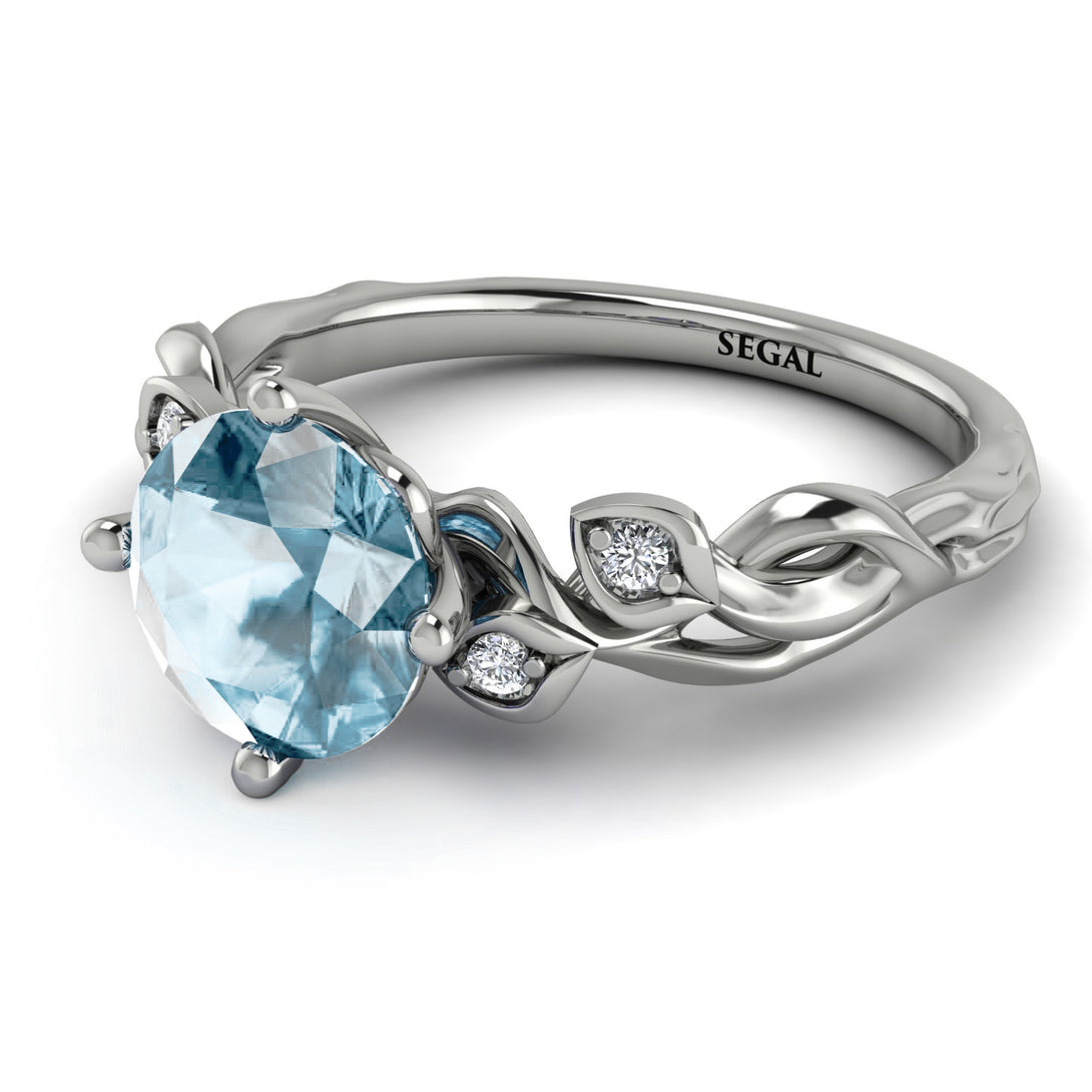 14K Gold Radiant Aquamarine Flower Harmony Ring - Autumn No. 403
