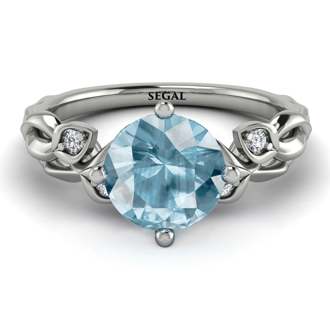 14K Gold Radiant Aquamarine Flower Harmony Ring - Autumn No. 403