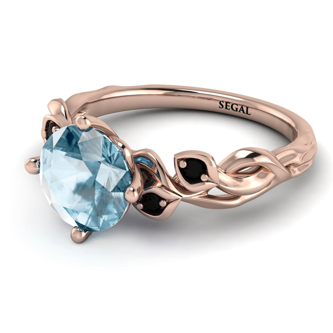 14K Gold Radiant Aquamarine Flower Harmony Ring - Autumn No. 408