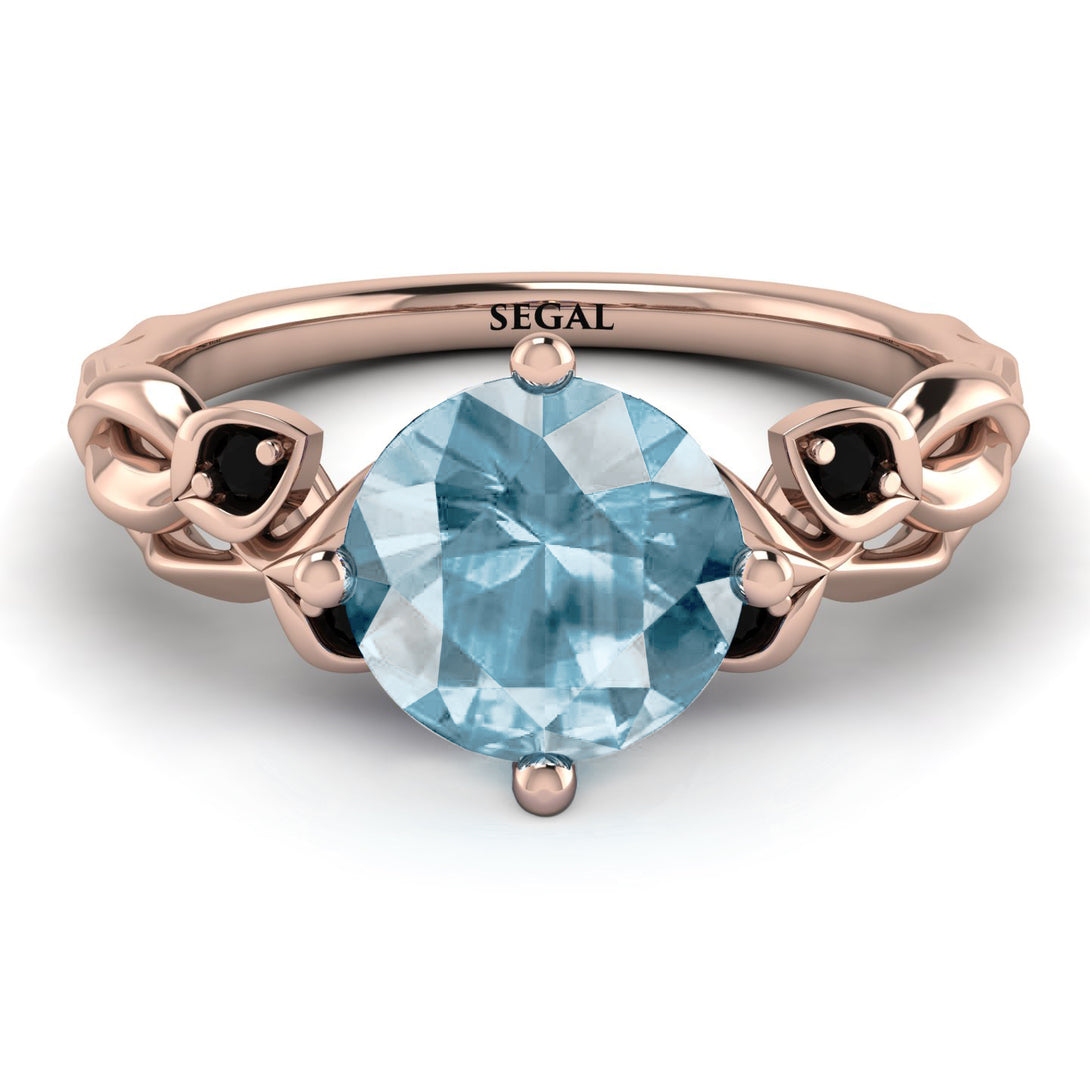 14K Gold Radiant Aquamarine Flower Harmony Ring - Autumn No. 408