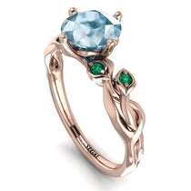 14K Gold Radiant Aquamarine Flower Harmony Ring - Autumn No. 405 image 1