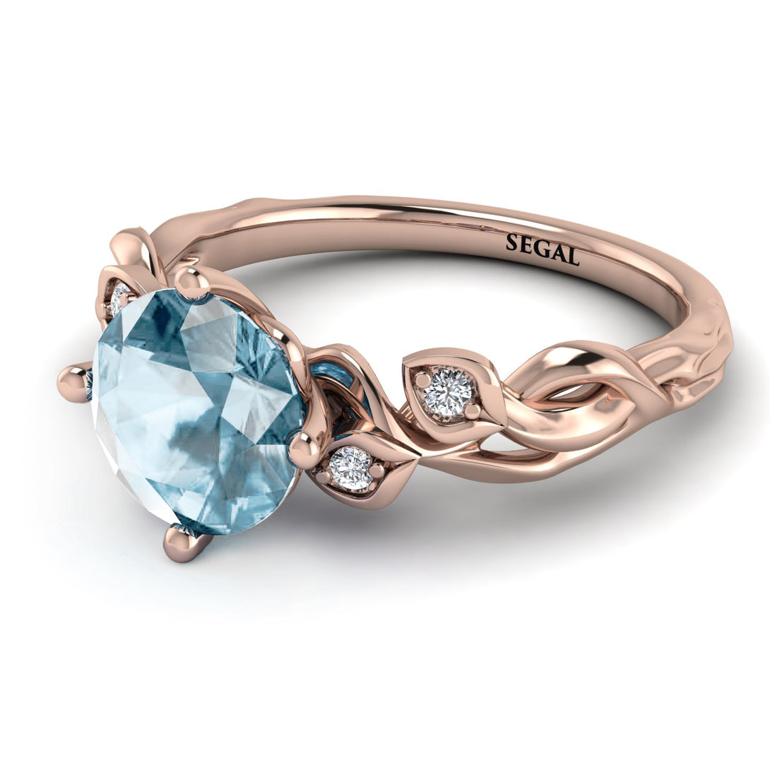 14K Gold Radiant Aquamarine Flower Harmony Ring - Autumn No. 402