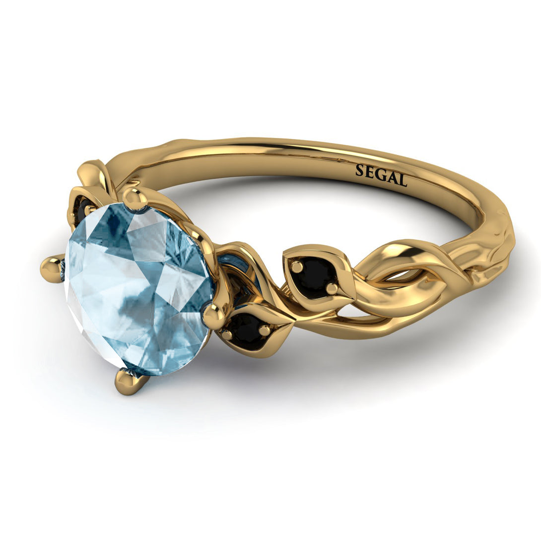 14K Gold Radiant Aquamarine Flower Harmony Ring - Autumn No. 407