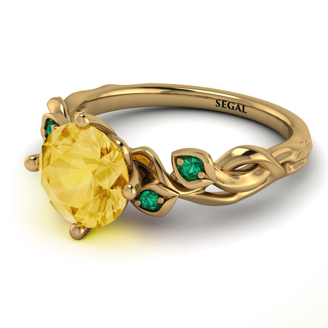 14K Gold Radiant Citrine Flower Harmony Ring - Autumn No. 604
