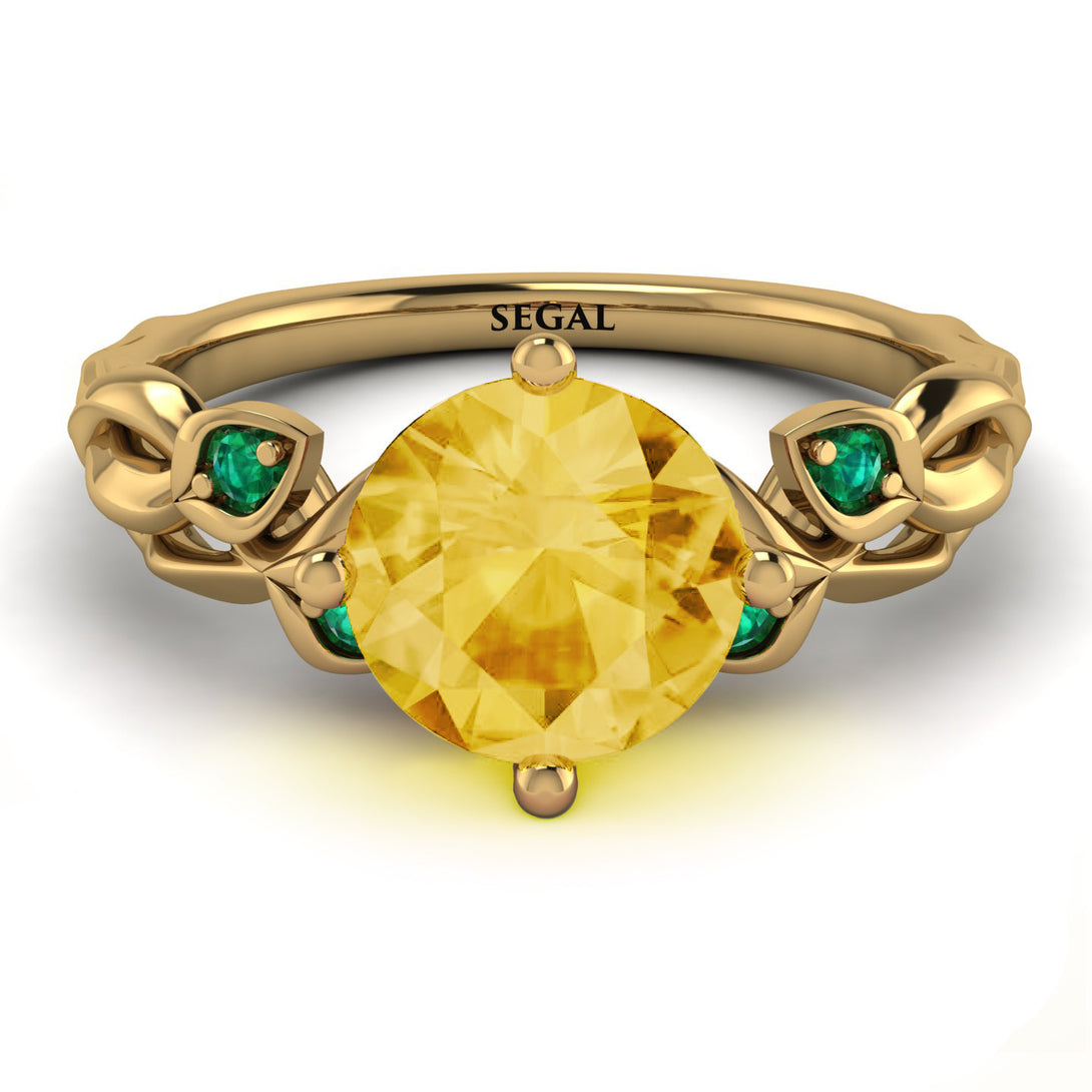 14K Gold Radiant Citrine Flower Harmony Ring - Autumn No. 604