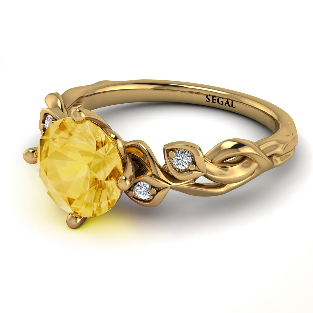 14K Gold Radiant Citrine Flower Harmony Ring - Autumn No. 601