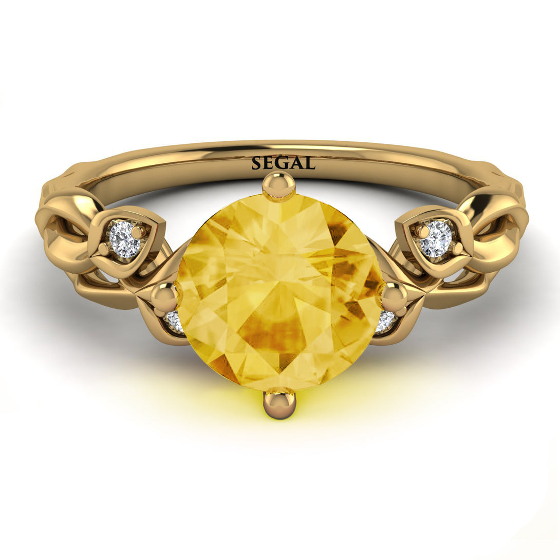 14K Gold Radiant Citrine Flower Harmony Ring - Autumn No. 601