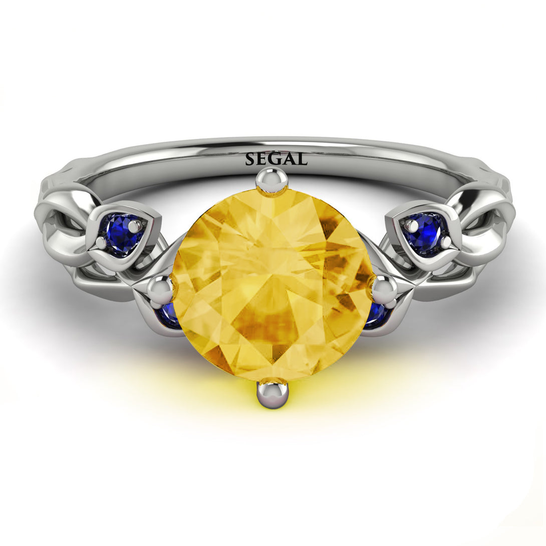 14K Gold Radiant Citrine Flower Harmony Ring - Autumn No. 615