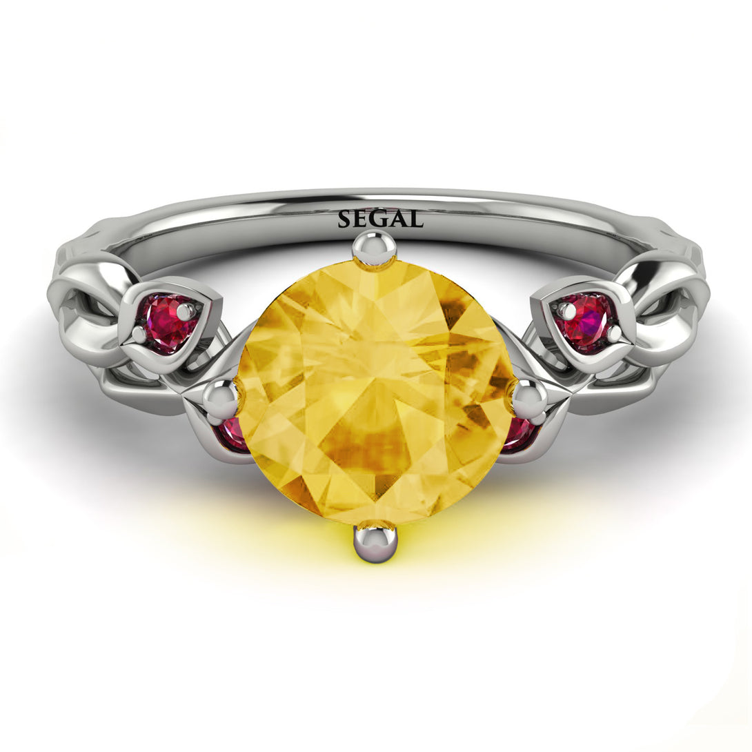 14K Gold Radiant Citrine Flower Harmony Ring - Autumn No. 612