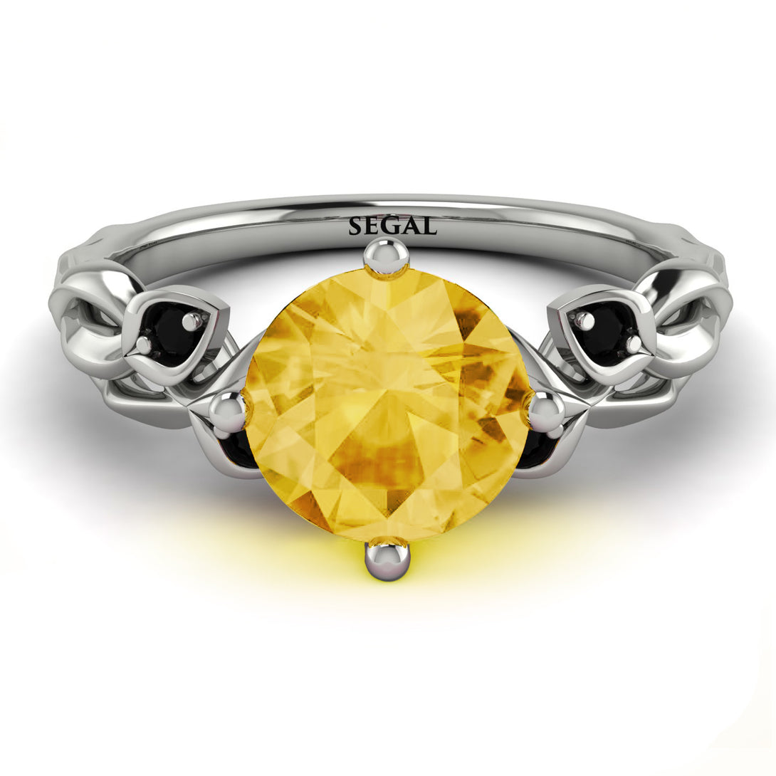 14K Gold Radiant Citrine Flower Harmony Ring - Autumn No. 609