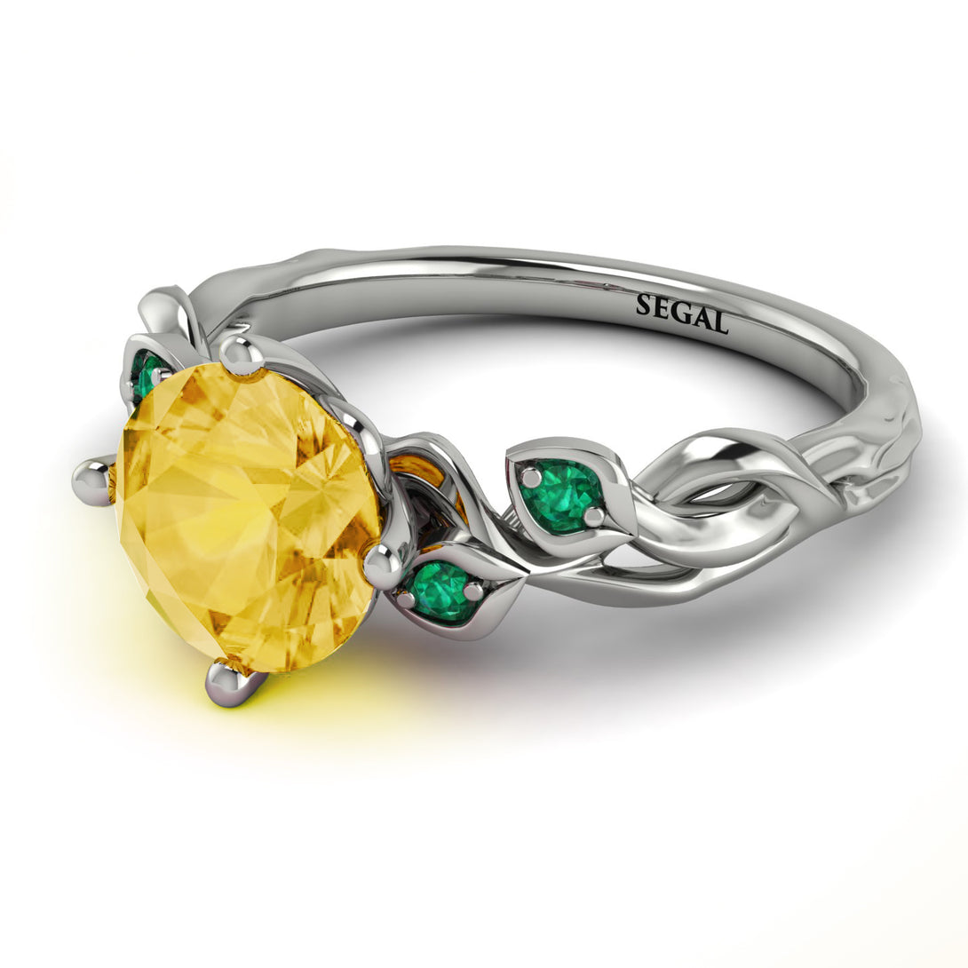 14K Gold Radiant Citrine Flower Harmony Ring - Autumn No. 606