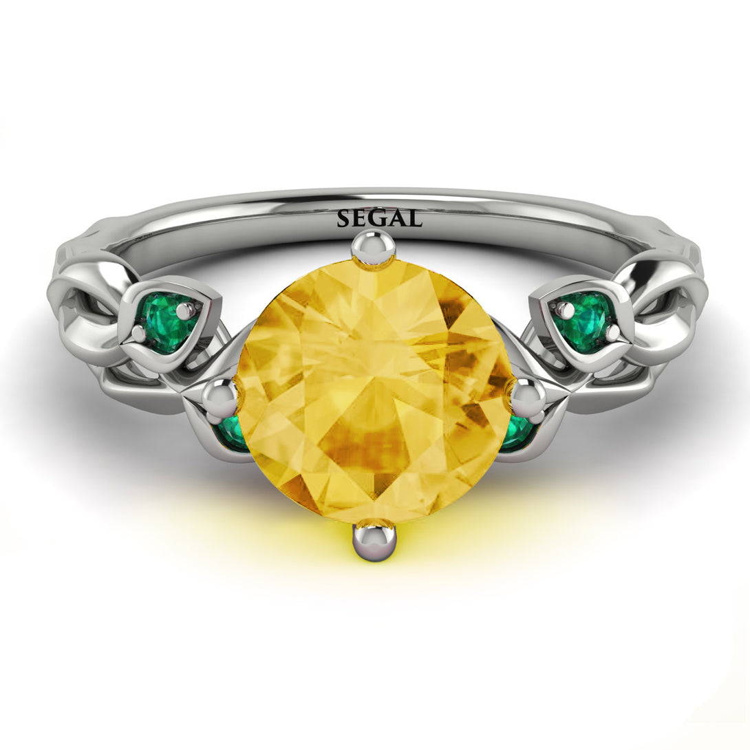 14K Gold Radiant Citrine Flower Harmony Ring - Autumn No. 606