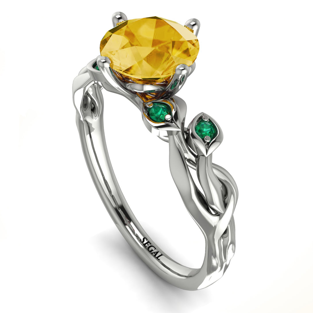 14K Gold Radiant Citrine Flower Harmony Ring - Autumn No. 606