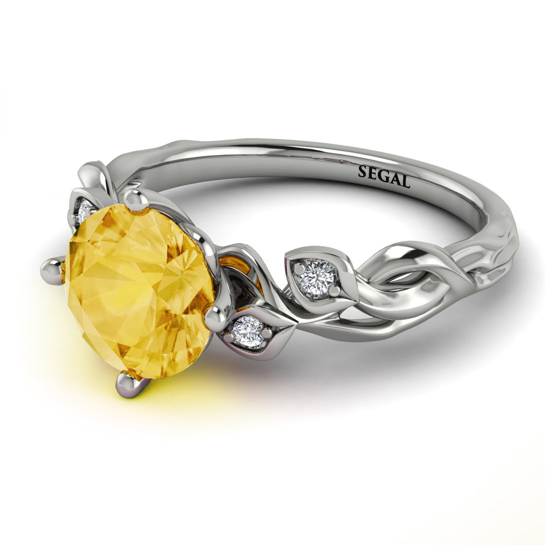 14K Gold Radiant Citrine Flower Harmony Ring - Autumn No. 603