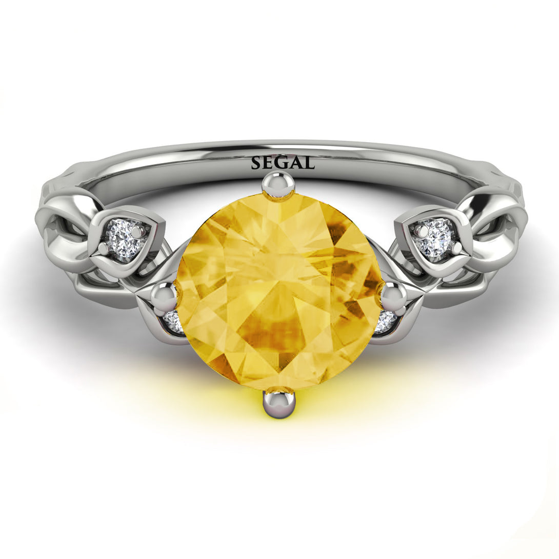 14K Gold Radiant Citrine Flower Harmony Ring - Autumn No. 603