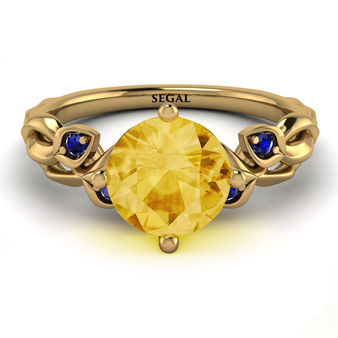 14K Gold Radiant Citrine Flower Harmony Ring - Autumn No. 613