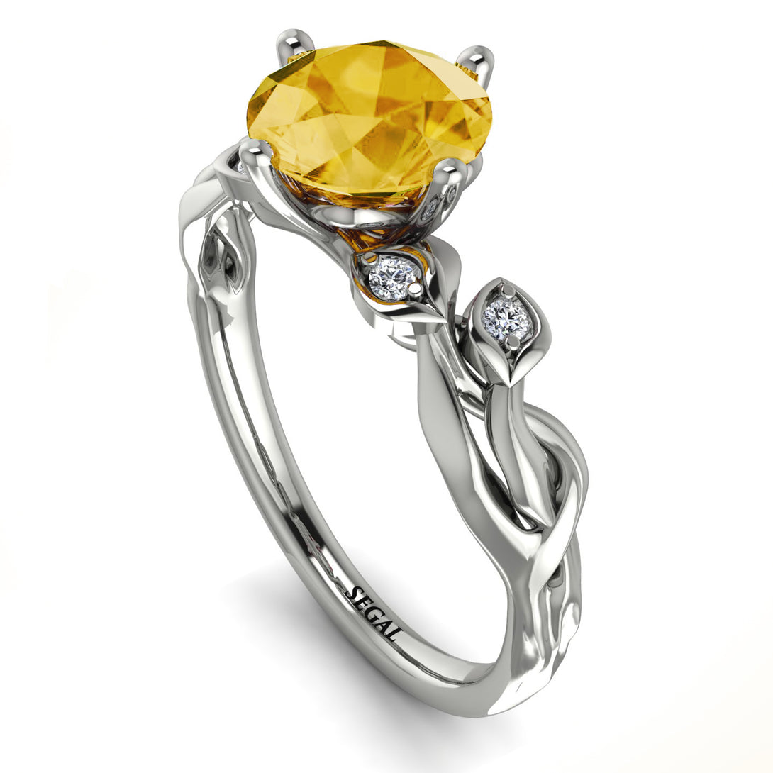 14K Gold Radiant Citrine Flower Harmony Ring - Autumn No. 603