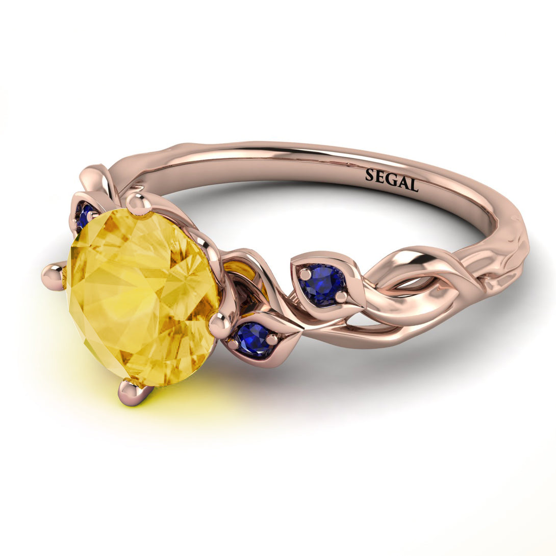 14K Gold Radiant Citrine Flower Harmony Ring - Autumn No. 614
