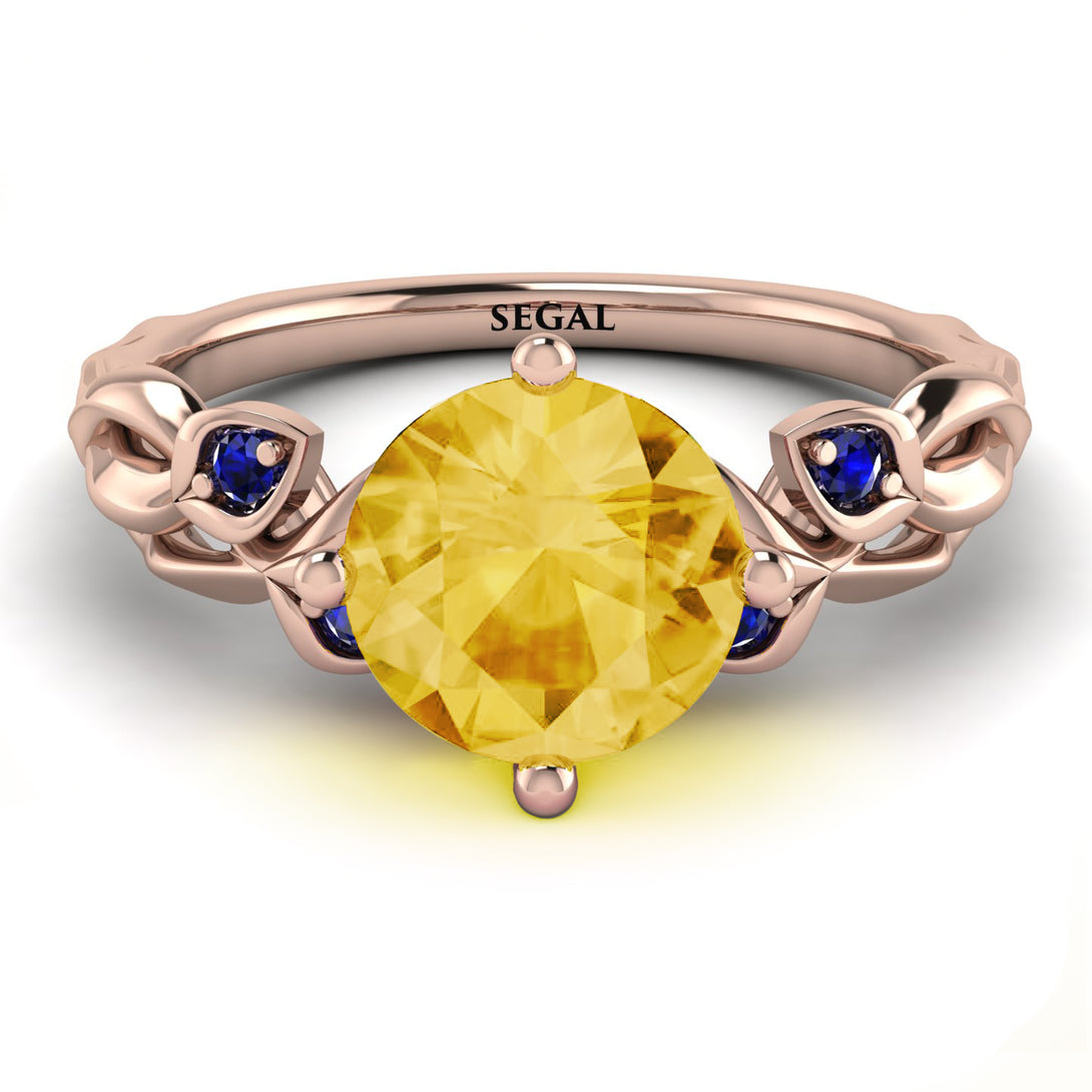 14K Gold Radiant Citrine Flower Harmony Ring - Autumn No. 614
