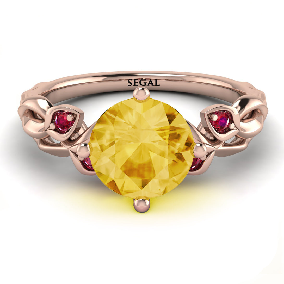14K Gold Radiant Citrine Flower Harmony Ring - Autumn No. 611